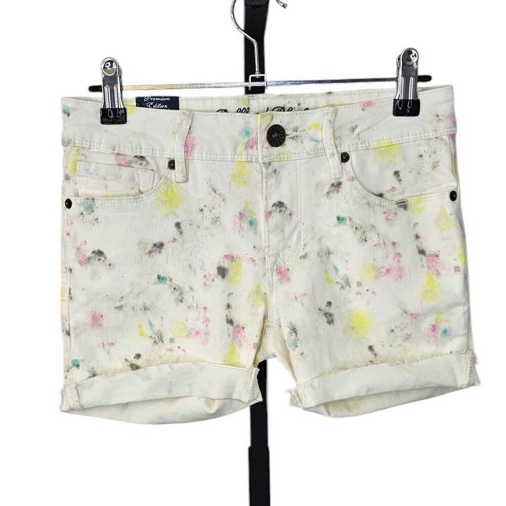 Bullhead Black Denim Paint Print Tie Dye Cutoff Shorts, Size 3